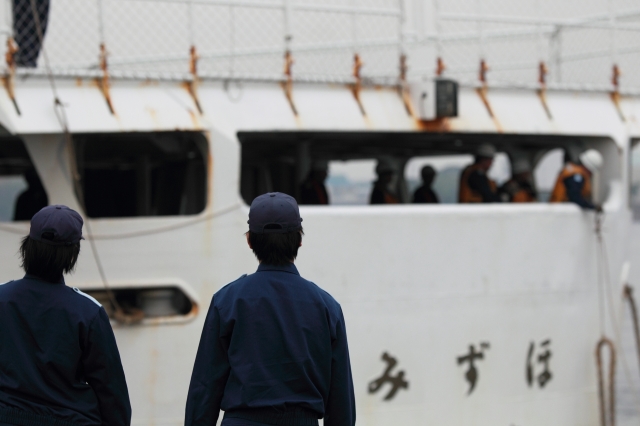 soku_05586.jpg :: 海上保安庁 巡視船 みずほ型巡視船 みずほ 左舷後方 船体 名古屋港 接岸 