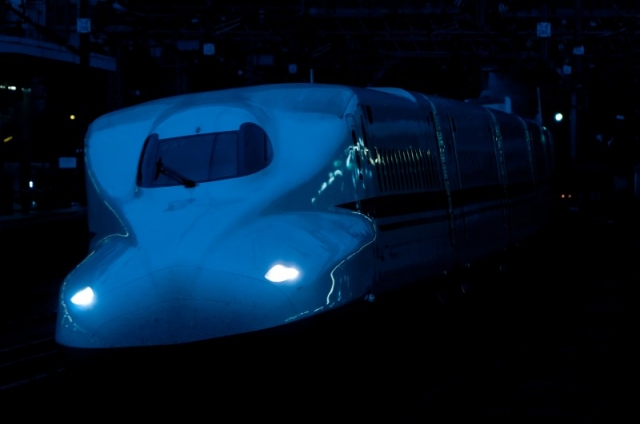 soku_05887.jpg :: 乗り物 交通 鉄道 新幹線 夜景 