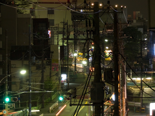 soku_06866.jpg :: 建築 建造物 電柱 電線 夜景 