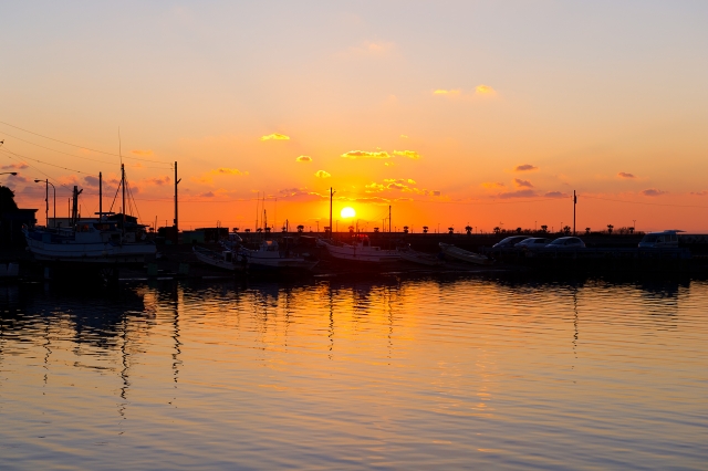 soku_07209.jpg :: 風景 自然 空 夕日 夕焼け 日没 日の丸 