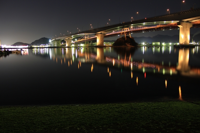 soku_09860.jpg :: 建築 建造物 夜景 橋 海 