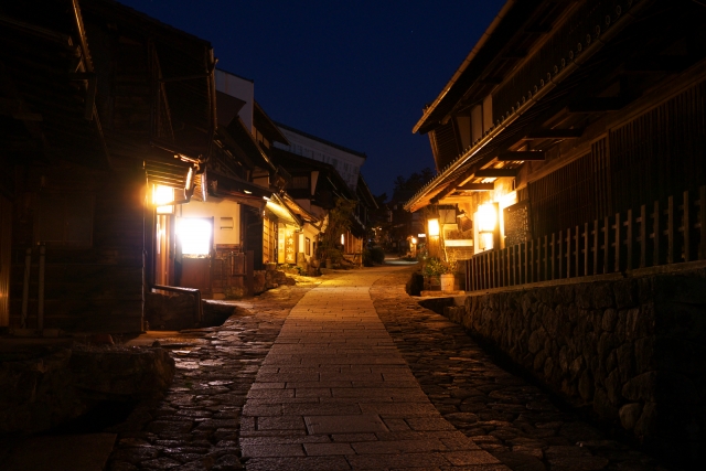 soku_12953.jpg :: 風景 町並み 馬籠宿 夜景 