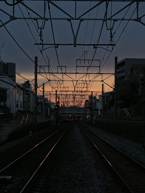 soku_13935.jpg :: 乗り物 交通 施設 線路 建築 建造物 夜景 