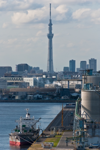 soku_18211.jpg :: 建築 建造物 塔 タワー 東京スカイツリー 船 港湾 