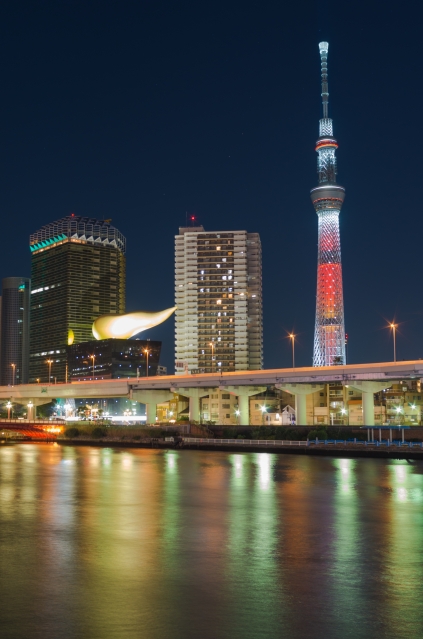 soku_23464.jpg :: 建築 建造物 塔 タワー 東京スカイツリー 色 光 ライトアップ 