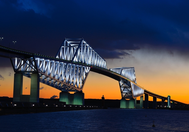 soku_26475.jpg :: 建築 建造物 橋 風景 街並み ランドマーク 東京ゲートブリッジ 夜景 