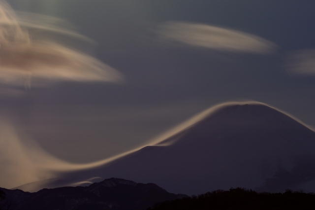 soku_29884.jpg :: 風景 自然 山 富士山 月明かり 