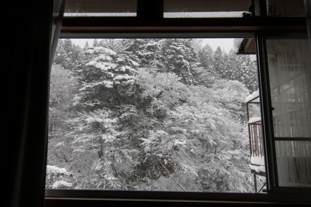 soku_33263.jpg :: 風景 自然 温泉 四万温泉 雪景色 窓から望む 