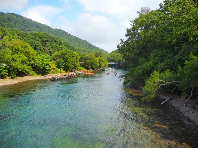 soku_36669.jpg :: 支笏湖から千歳川への流出部 カヌーの練習ができる 