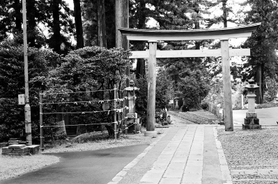 soku_03463.jpg :: 新潟県 モノクロ 神社 ペンタックスSPF IlfordXP2Super400 銀塩 フィルム 白黒 モノクロ 