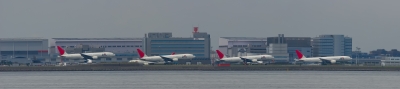 soku_04922.jpg :: 乗り物 飛行機 羽田空港 JAL パノラマ 連続写真 
