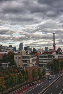 soku_05865.jpg :: 風景 自然 空 暗雲 建築 建造物 塔 タワー 東京タワー 