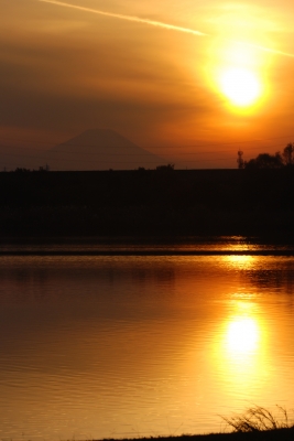 soku_07397.jpg :: 風景 自然 空 夕日 夕焼け 日没 富士山 