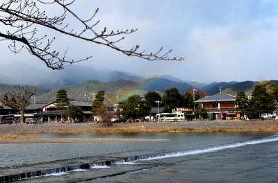 soku_08557.jpg :: 京都 嵐山 風景 自然 川 河川 虹 
