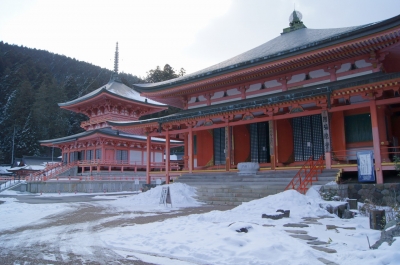 soku_09696.jpg :: 建築 建造物 神社仏閣 寺 朱色 雪景色 