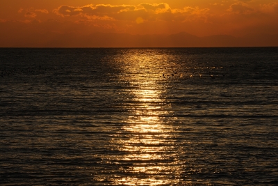 soku_10908.jpg :: 風景 自然 空 夕日 夕焼け 日没 海 海面 