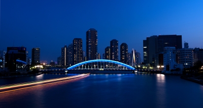 soku_14255.jpg :: 永代橋 風景 街並み 都市の風景 夜景 建築 建造物 橋 
