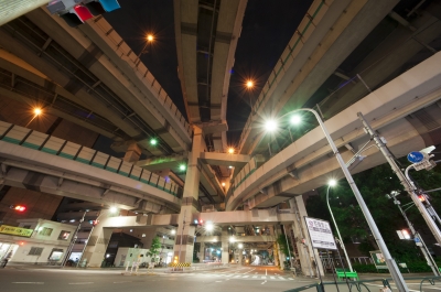 soku_16897.jpg :: 乗り物 交通 道路 立体交差 夜景 