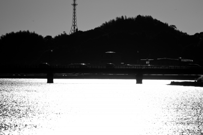 soku_21861.jpg :: 風景 自然 川 逆光 モノクロ 