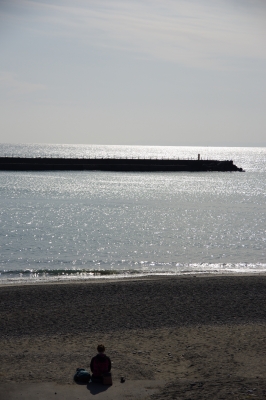 soku_25230.jpg :: 自然 海 砂浜 親子 逆光 